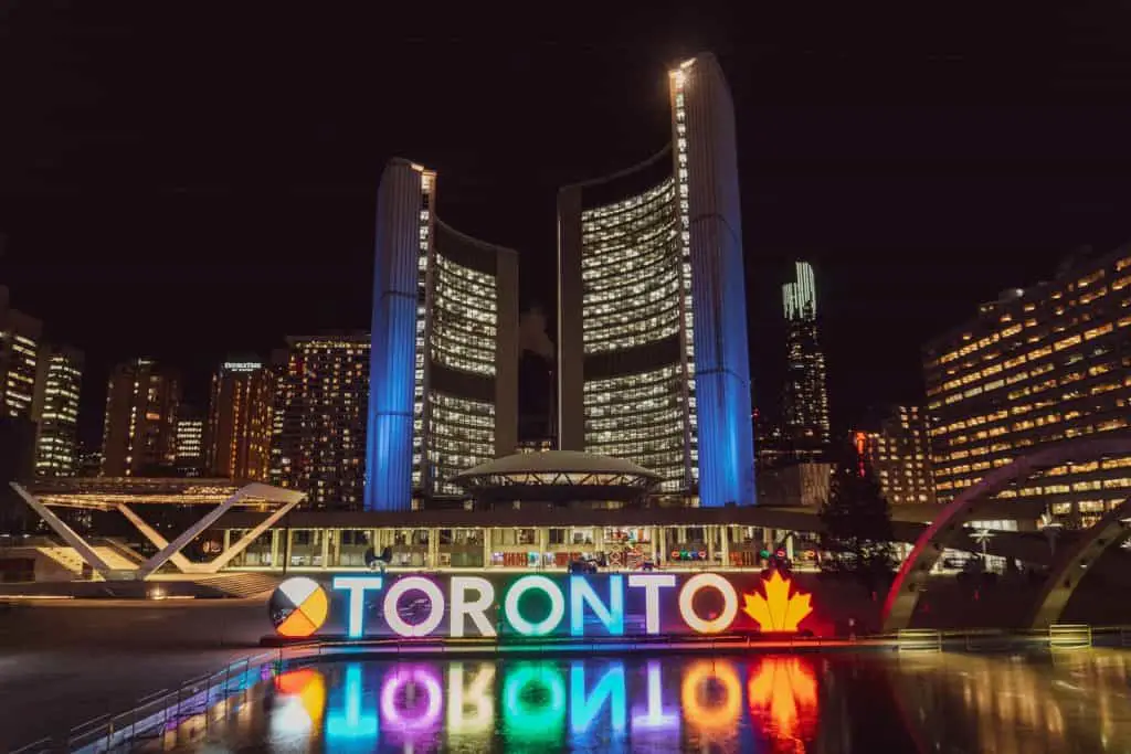 Toronto building with lights