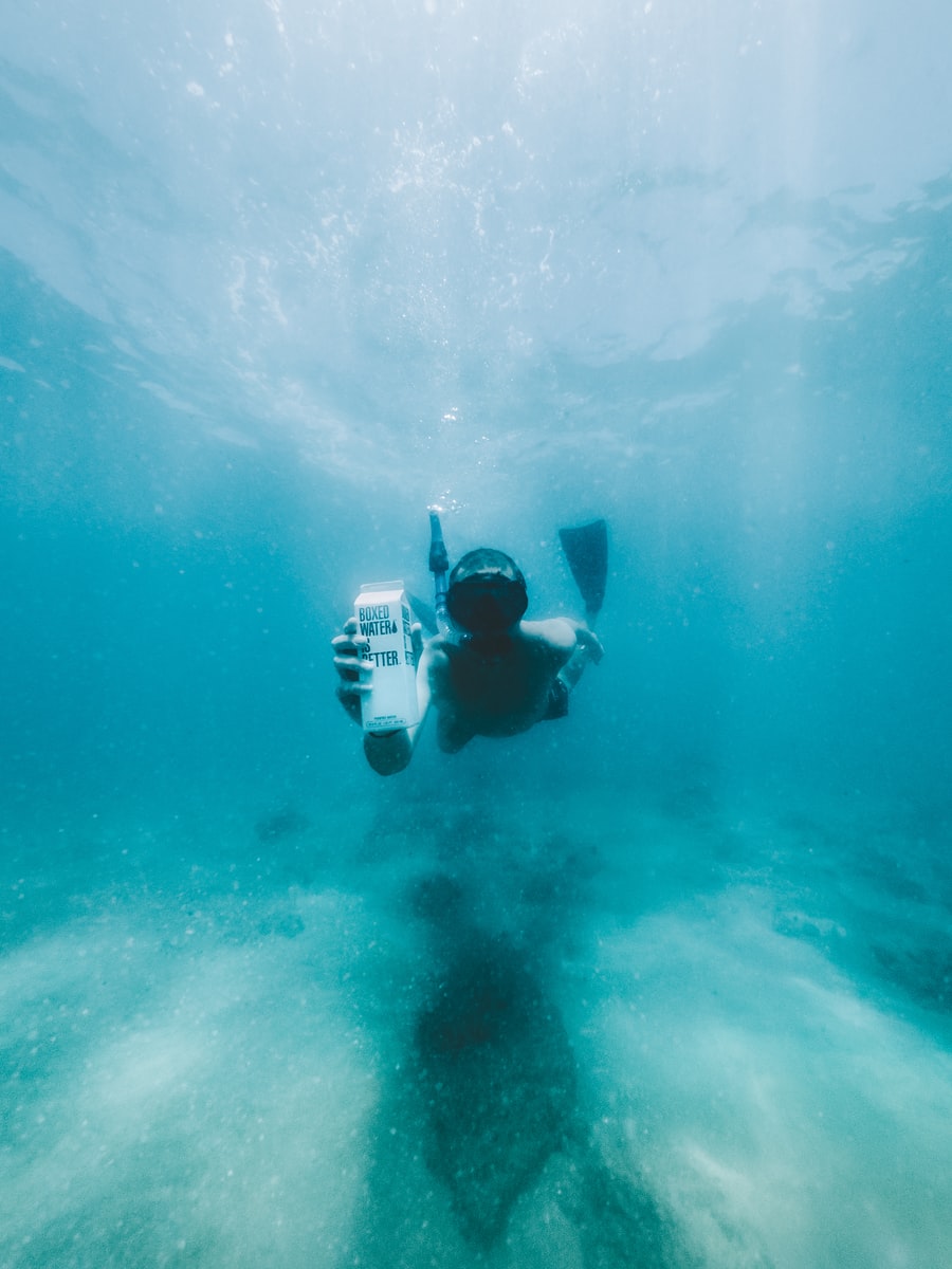 man in black diving suit under water