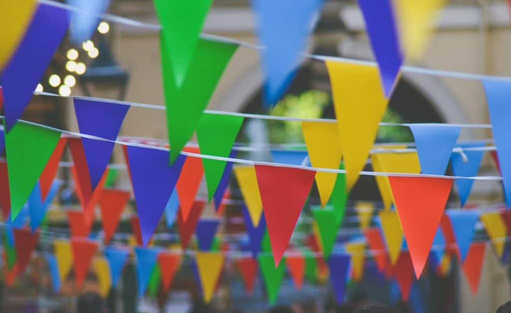 assorted-color pennants