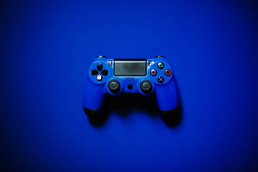 blue sony ps 4 game controller